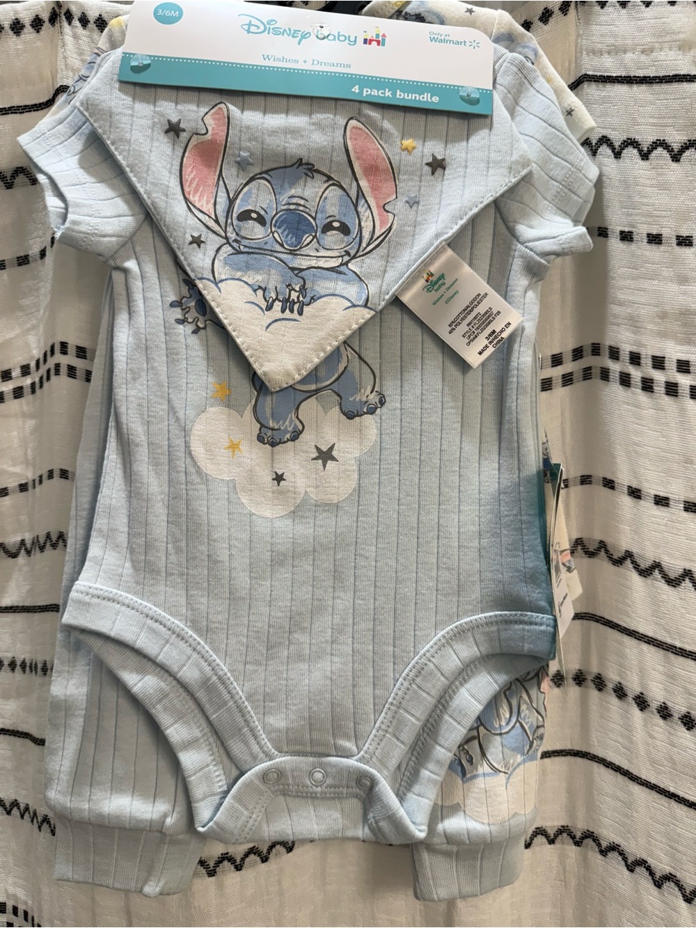Disney Light Blue Stitch Ribbed Four-Piece Outfit
